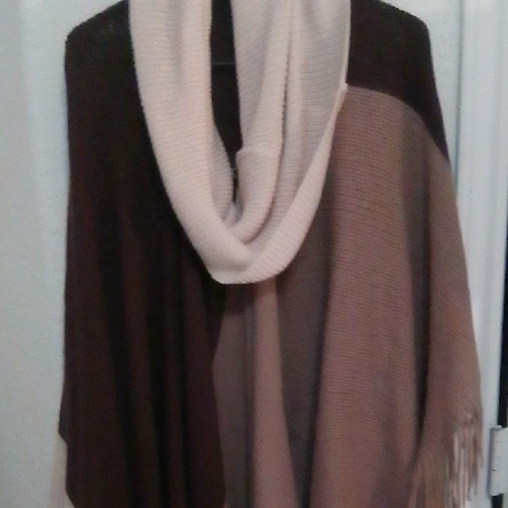 Chic Brown and Cream Women's Poncho